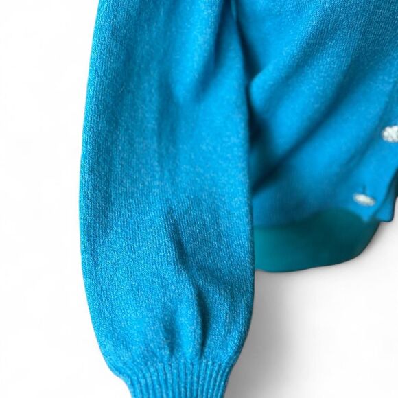 LOFT Mcbling Blue Cardigan with Rhinestone Buttons Size XS - Picture 4 of 8